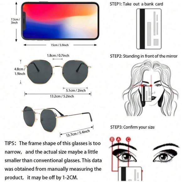 3pcs Classic Metal Geometric Frame Sunglasses - Picture 4 of 5